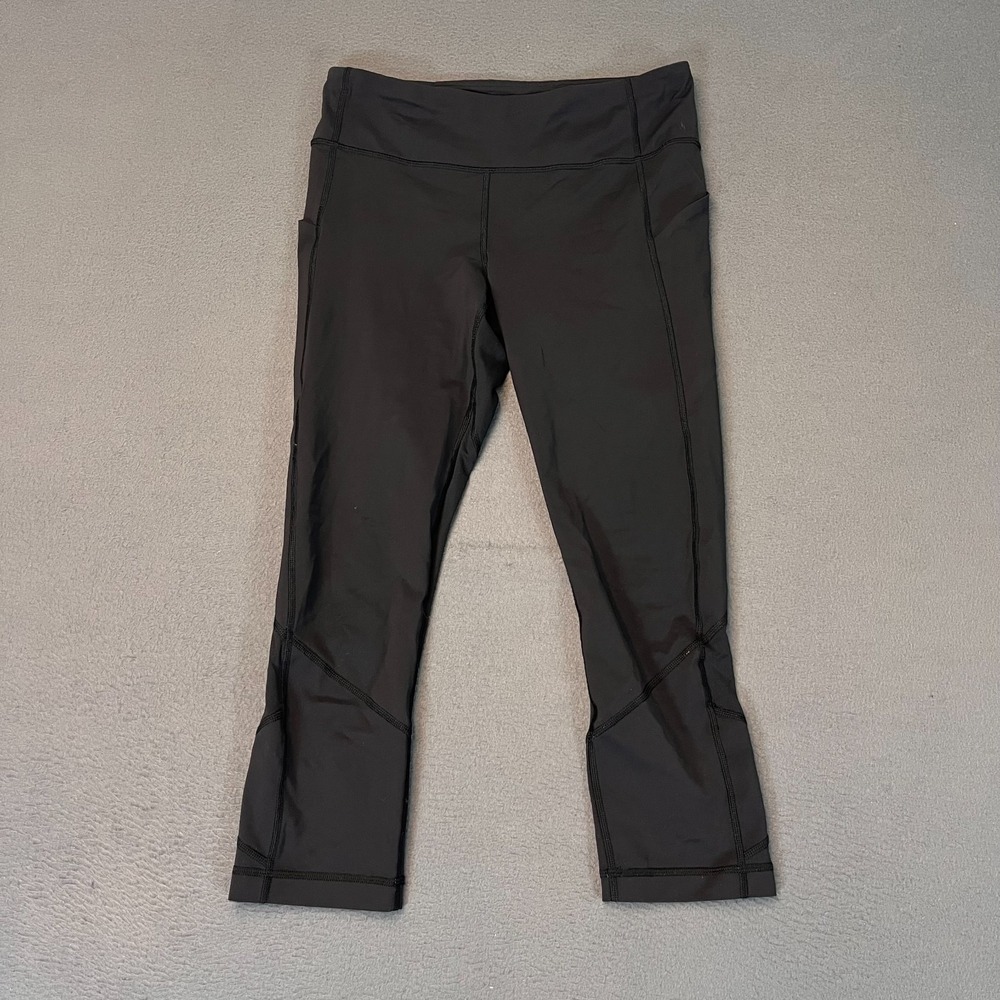 Lululemon Women's Size 8 Pace Revival Crop 22" Leggings Zipper Pocket Logo Yoga